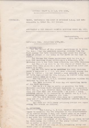 Anzac MD Daily Intelligence Report, 17 February 1918, p. 1