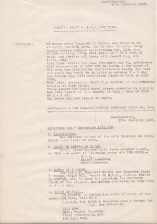 Anzac MD Daily Intelligence Report, 18 February 1918, p. 1 