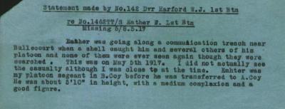 Harford Statement regarding Eather's death, 5 May 1917