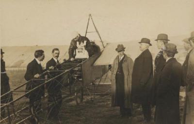 M Guillaux (in the cockpit) with his aeroplane in Australia in 1914