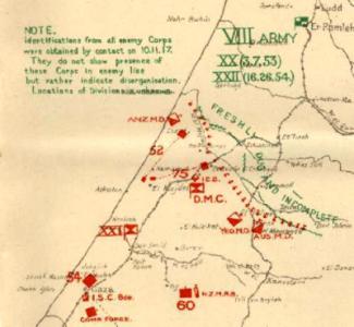 EEF Map, 6pm, 11 November 1917