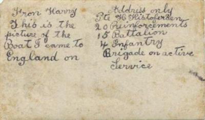 Letter from Hans KRISTOFERSEN, reverse