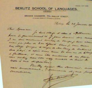 Letter by Jean Marduel Re: GUILLAUX's aircraft