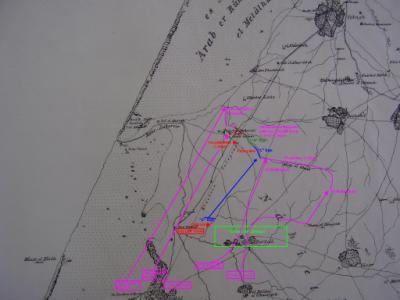 1st Light Horse Regiment War Diary, 12 November 1917, map detailing engagement, part 1 (2000x1500)