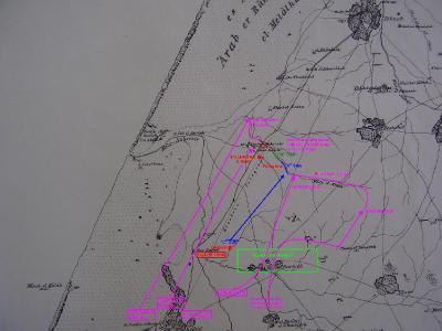 1st Light Horse Regiment War Diary, 12 November 1917, map detailing engagement, part 1 (800x600)