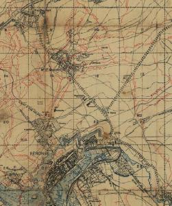 Mont St Quentin and Pronne 1918 map