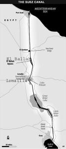 Map detailing the location of El Ballah on the Suez Canal, Egypt.