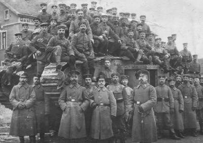 German soldiers on a captured tank