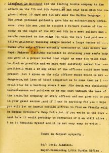 Cecil Allanson letter to the parents of John Wharton Jones LE MARCHAND, KIA 9 August 1915