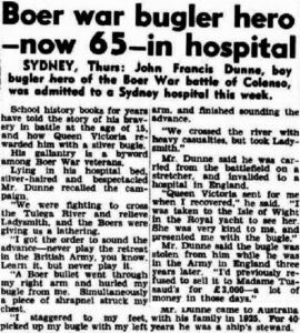 Boer war bugler hero - now 65 - in hospital