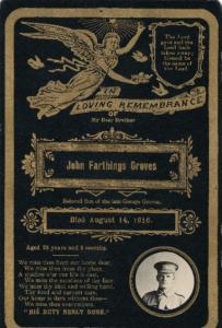 John Farthing GROVES, Memorial Card