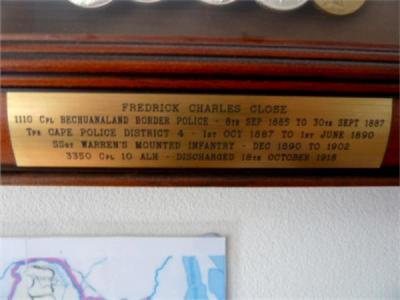 Frederick Charles CLOSE, Service Information