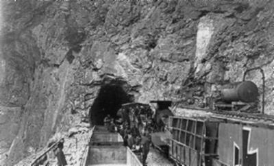 Train carrying German Aircraft entering a tunnel in the Taurus Mountains