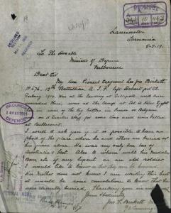 Leslie John BIRKETT - Father's letter, 5 May 1919