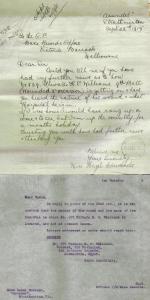 Hubert Coombs WILLIAMS - Hazel Edwards' letter, 22 September 1915