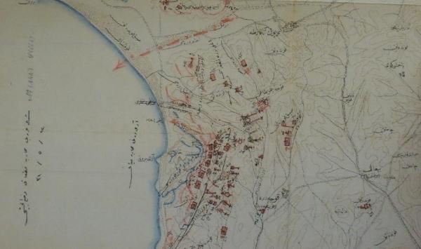 Esat Pasha Map, 4 August 1915, highlighting North Anzac