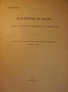 Man-Power in Egypt, Report, 17 May 1917, Cover