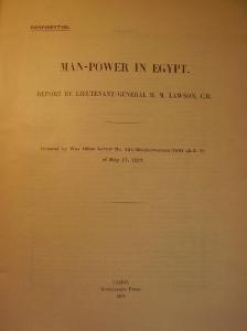 Man-Power in Egypt, Report, 17 May 1917, Cover s