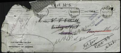 Return to sender envelope, 18 December 1919