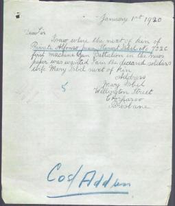 Letter by Mary Isbel, 1 January 1920