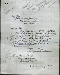 Reply from Georgina Eliza Graham