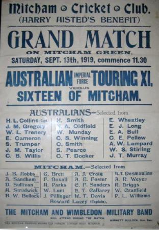 The last game of the AIF Cricket XI in England, 13 September 1919.