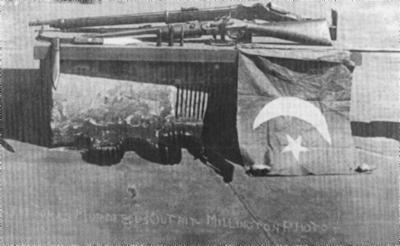 The Martini-Henry and Snider rifles used by the men, their bandolier and dagger, and the Turkish flag that flew from their ice-cream cart.