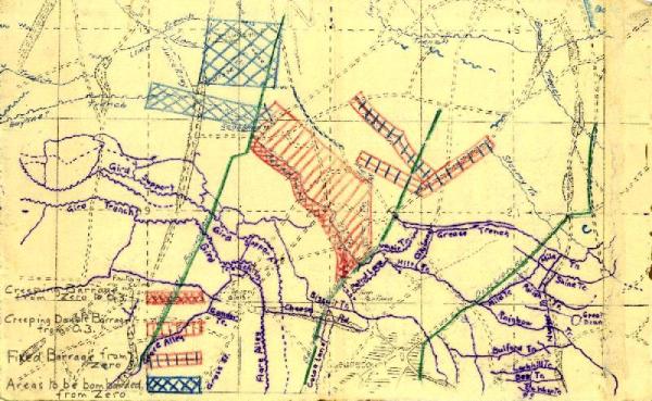 The Battle of Gueudecourt, Barrage Map, 14 November 1916 s