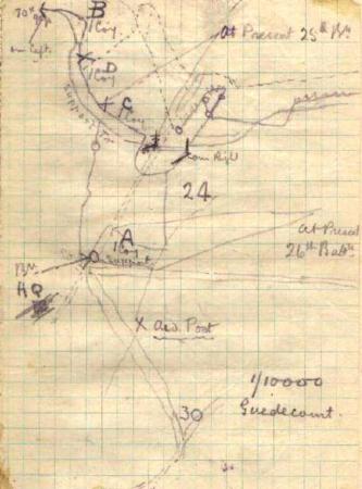 The Battle of Gueudecourt, Hand Drawn Trench Map, 14 November 1916